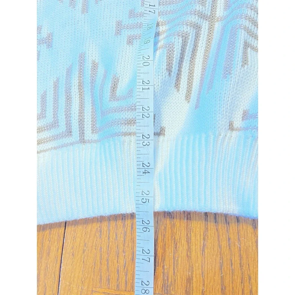 80s 90s Jean Michaud Sweater All Over Print White Brown XL NWT Knit
